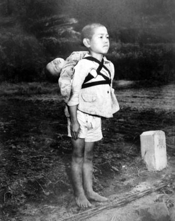 At the cremation ground, Nagasaki, 1945.jpg